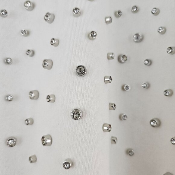 Express Womens Sz L Neutral Rhinestone Embellished Crew Neck Fleece Sweatshirt - Picture 3 of 10